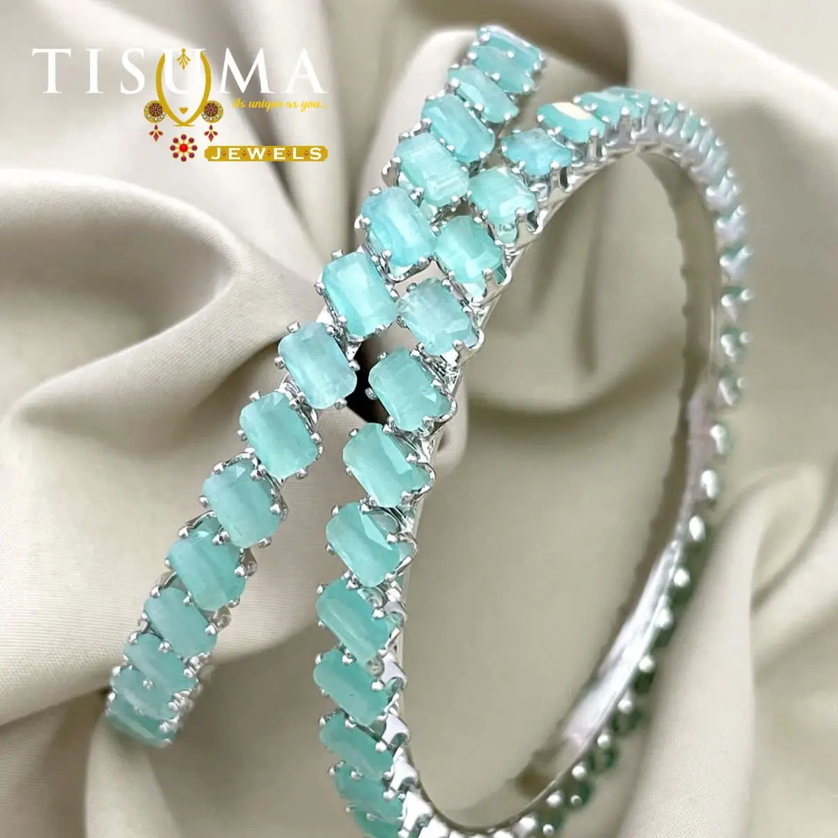 AD Silver Bangle -pastal green